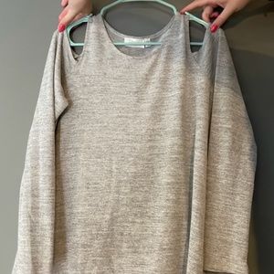 RD Style Light Gray Off Shoulder Sweater